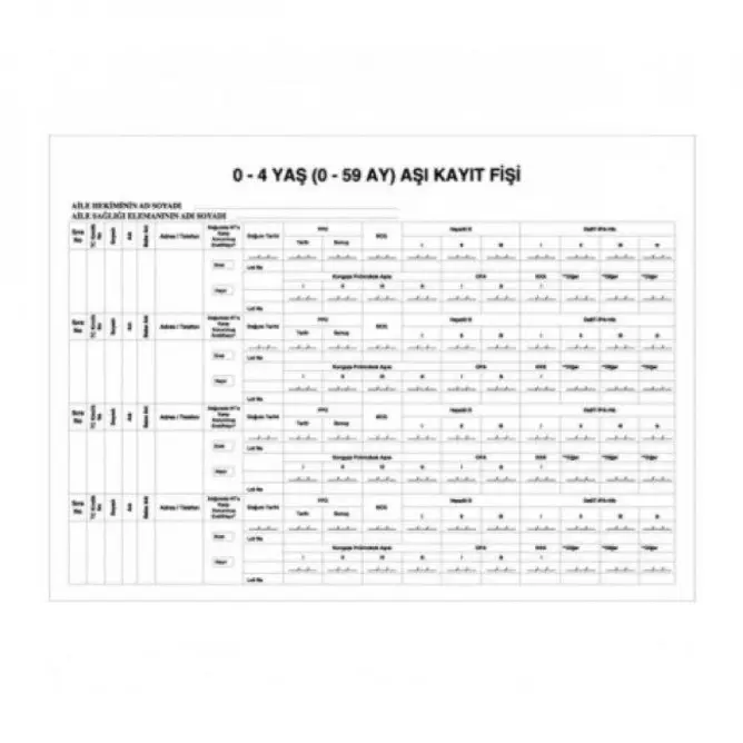 0-4 Yaş (0-59) Aşı Kayıt Fişi - 1