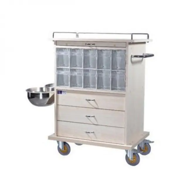 20 Gözlü İlaç, Tedavi ve Acil Müdahale Arabası (Ahşap) - 1