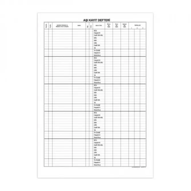 Aşı Kayıt Defteri - 1