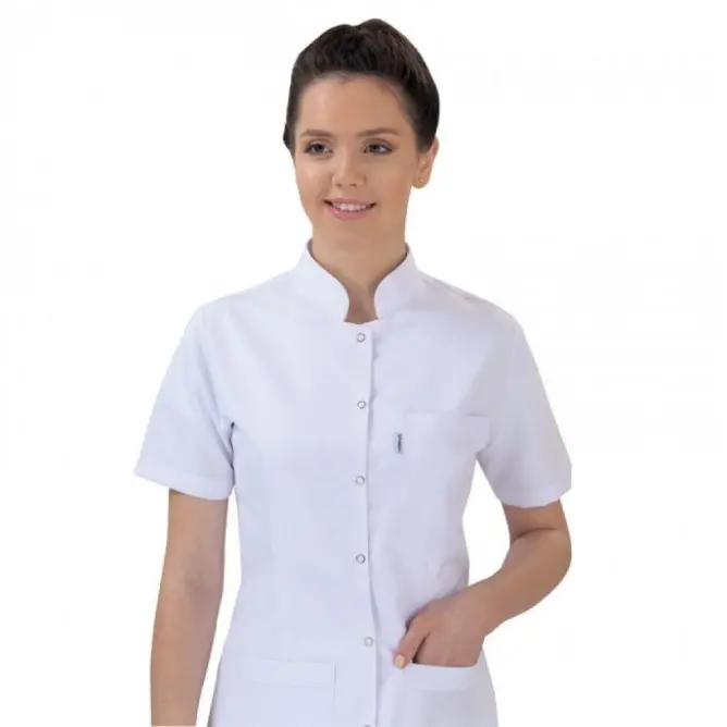 Bayan Hakim Yaka Üst Beyaz Alt Lacivert Takım (Alpaka Kumaş) - 1