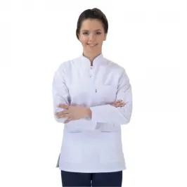 Bayan Hakim Yaka Uzun Kol Üst Beyaz Alt Lacivert Takım - 