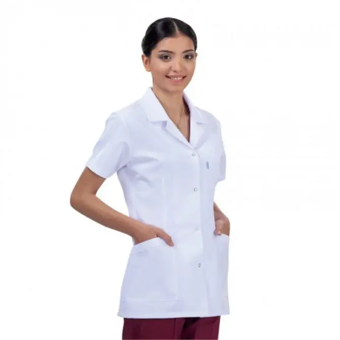 Bayan Kısa Kol Kısa Klasik Yaka Önlük (Alpaka Kumaş) - 1