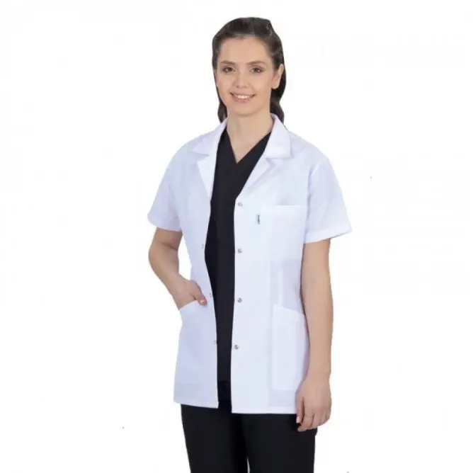 Bayan Kısa Kol Kısa Klasik Yaka Önlük (Alpaka Kumaş) - 3