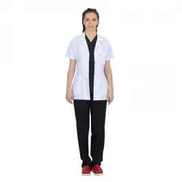 Bayan Kısa Kol Kısa Klasik Yaka Önlük (Alpaka Kumaş) - 4