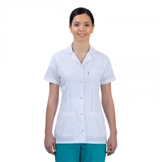 Bayan Kısa Kol Kısa Klasik Yaka Önlük (İnce Kumaş) - 1