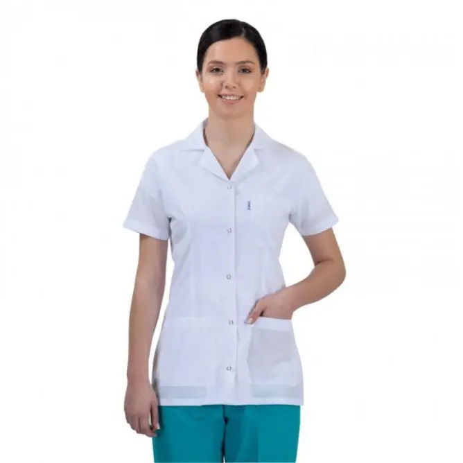 Bayan Kısa Kol Kısa Klasik Yaka Önlük (İnce Kumaş) - 3