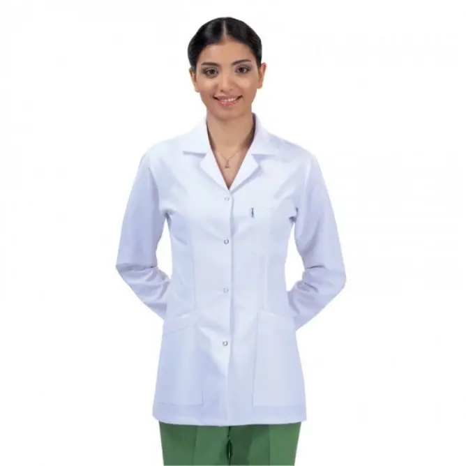 Bayan Klasik Yaka Laboratuvar Önlüğü - 1