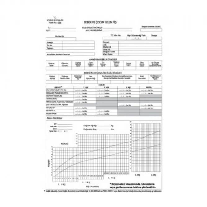 Bebek ve Çocuk İzleme Fişi (100’lü) - 2