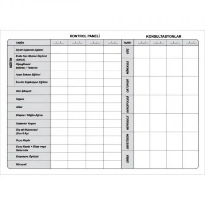 Diyabet Hasta İzlem Kartı - 1