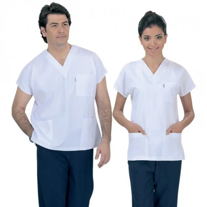 Dr Greys Modeli Üst Beyaz Alt Lacivert Takım (Alpaka Kumaş) - 1