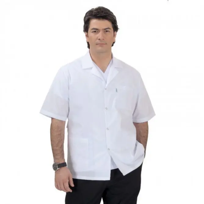 Erkek Klasik Yaka Kısa Kol Kısa Önlük (Terikoton İnce Kumaş) - 1