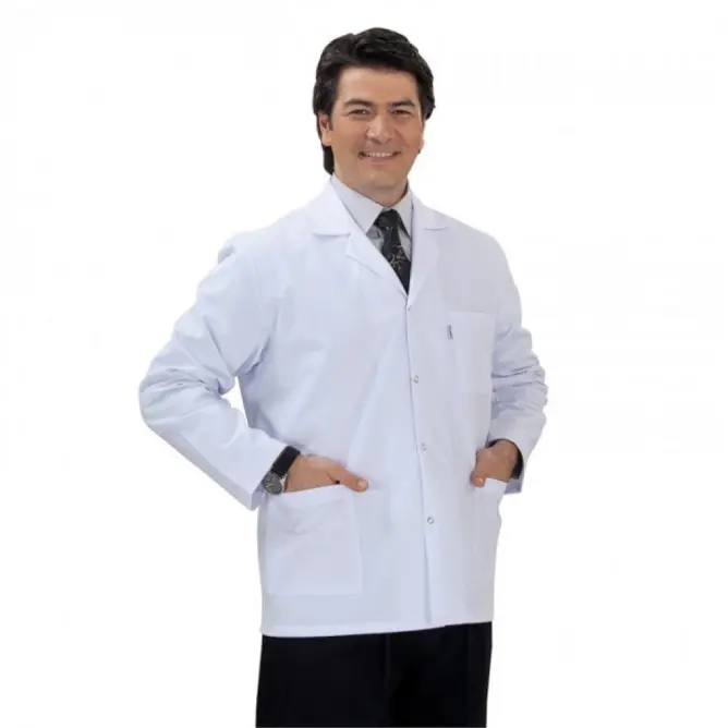 Erkek Öğretmen Önlüğü Klasik Yaka Kısa Boy (Alpaka Kumaş) - 1