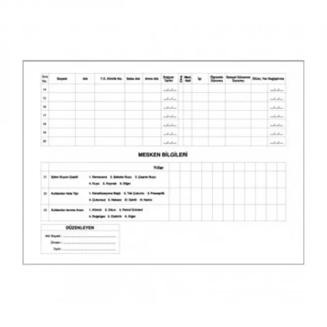 Ev Halkı Tespit Fişi - 1