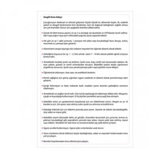 Gebe İzlem Randevu Kartı - 2