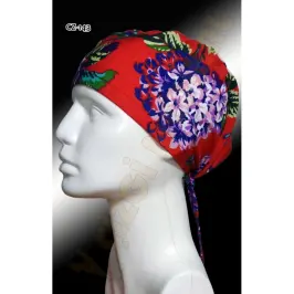 Gül Desenli Kırmızı Bone - 