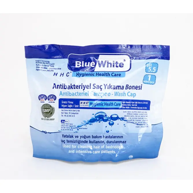 Mavi Beyaz Saç Yıkama Bonesi - 1