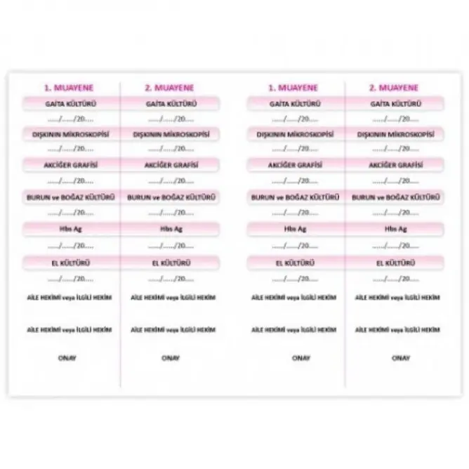 Portör Muayene Kartı - 1