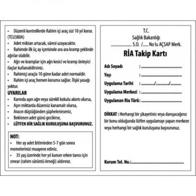 Ria Takip Kartı - 2