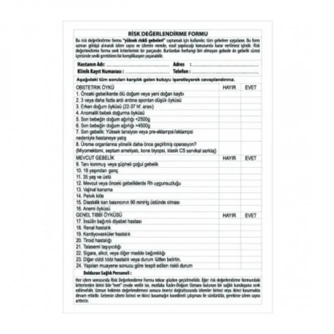 Risk Değerlendirme Formu - 1