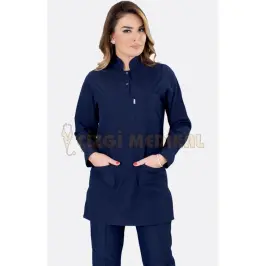 Tesettürlü Hemşire Forması Hakim Yaka (Alpaka Kumaş) - 