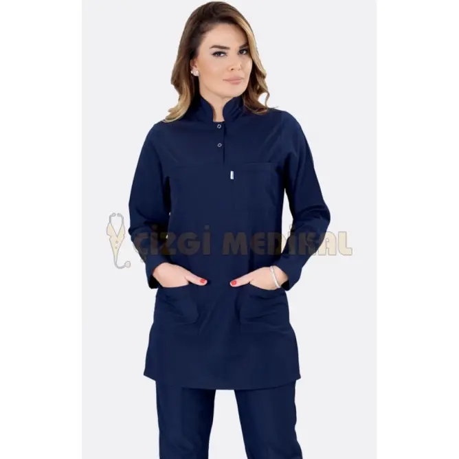 Tesettürlü Hemşire Forması Hakim Yaka (Alpaka Kumaş) - 1