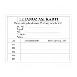 Tetanoz Aşı Kartı - 1