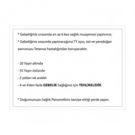 Tetanoz Aşı Kartı - 2