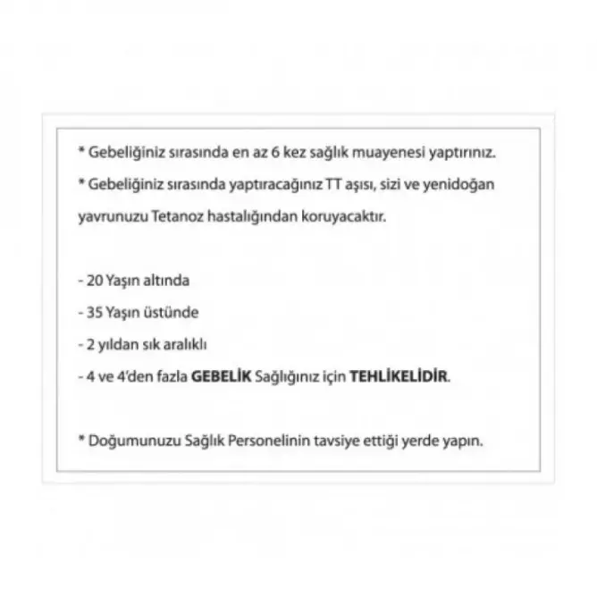 Tetanoz Aşı Kartı - 2