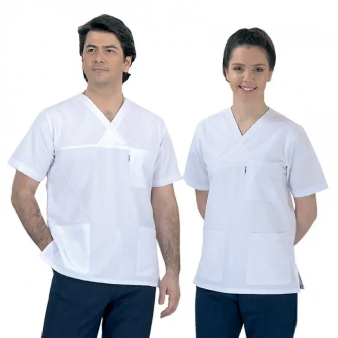 V (Cerrahi) Yaka Üst Beyaz Alt Lacivert Takım (Alpaka Kumaş) - 1