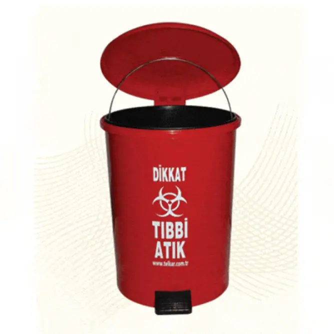 Yuvarlak Pedallı Tıbbi Atık Kovası 40 LT - 1